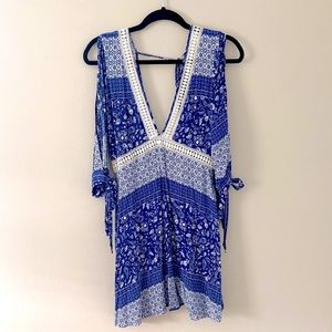 Lulus Blue And White Floral Mini Dress